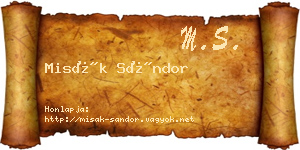 Misák Sándor névjegykártya